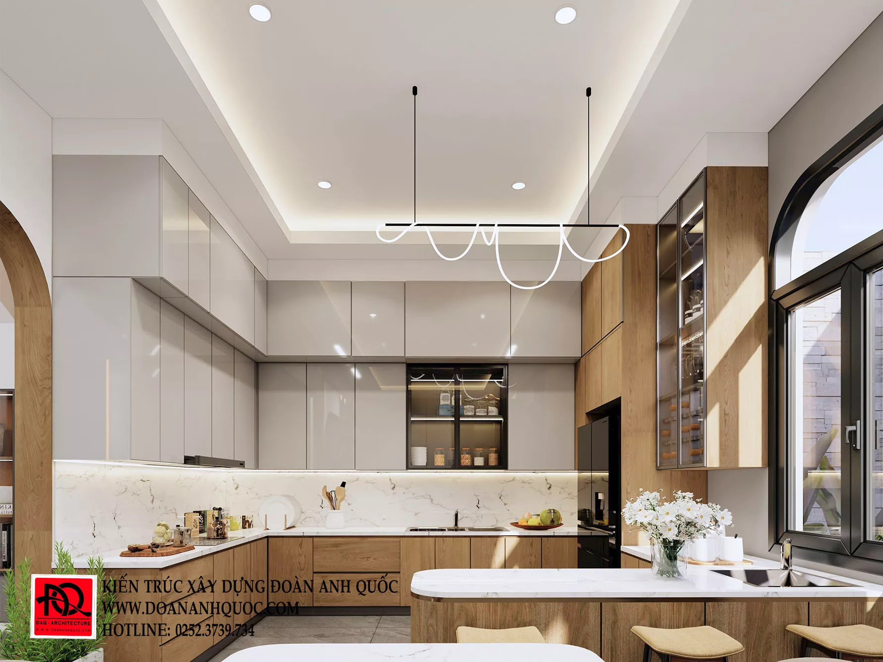 Thiết kế thi công nhà phố hiện đại 3 tầng 9x8m tại Phú Tài Phan Thiết